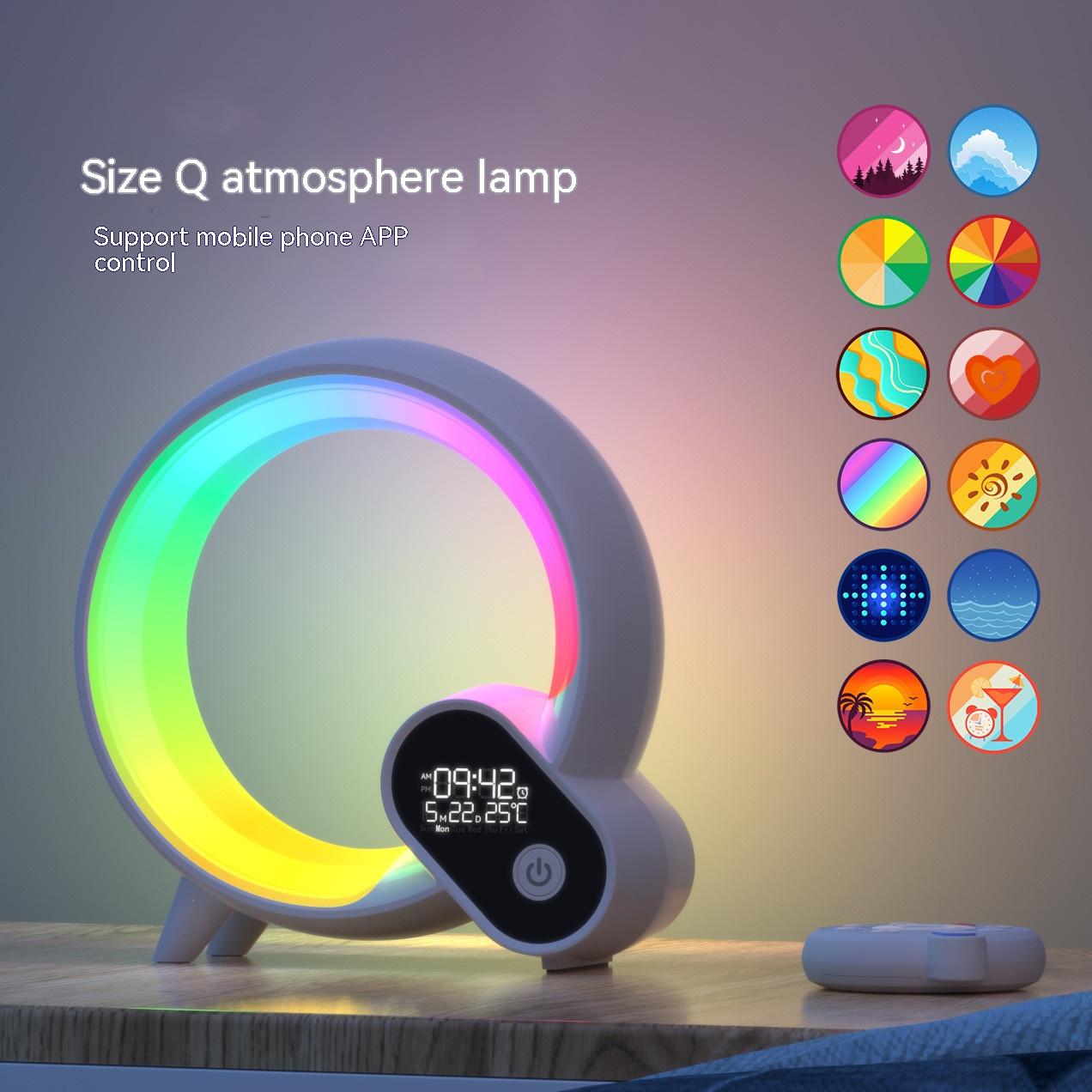 Despertador con luz ambiental y altavoz Bluetooth, negro - Imagen 7