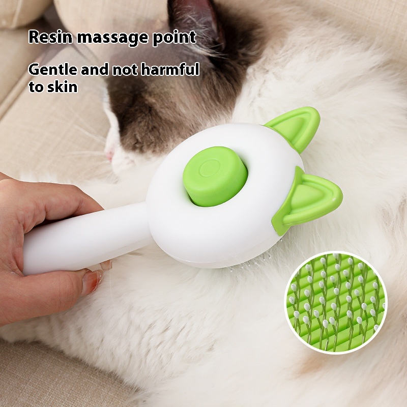 Self-cleaning brush for cat hair, greenish white - Image 5