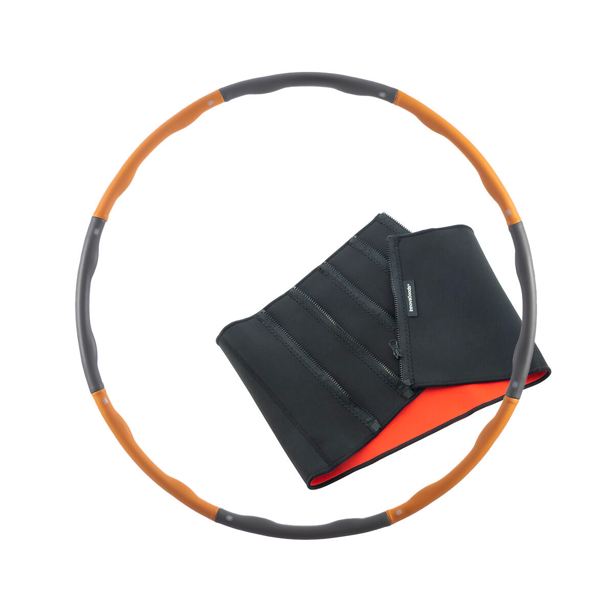 Pack Aro de Fitness Desmontable Recubierto de Espuma y Faja Deportiva Adelgazante con Efecto Sauna InnovaGoods