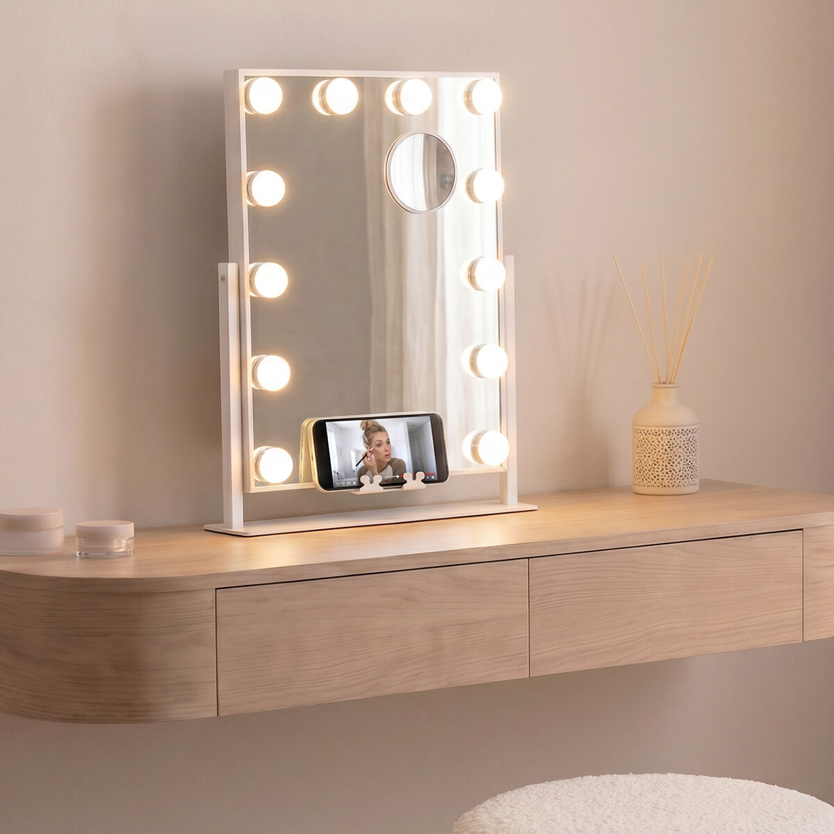 Espejo de Tocador Inclinable con LED Hollywood Glarisse InnovaGoods 12 Bombillas
