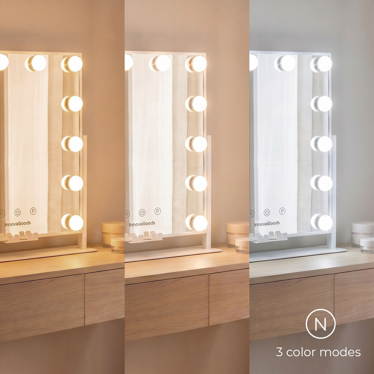Espejo de Tocador Inclinable con LED Hollywood Glarisse InnovaGoods 12 Bombillas - Imagen 3