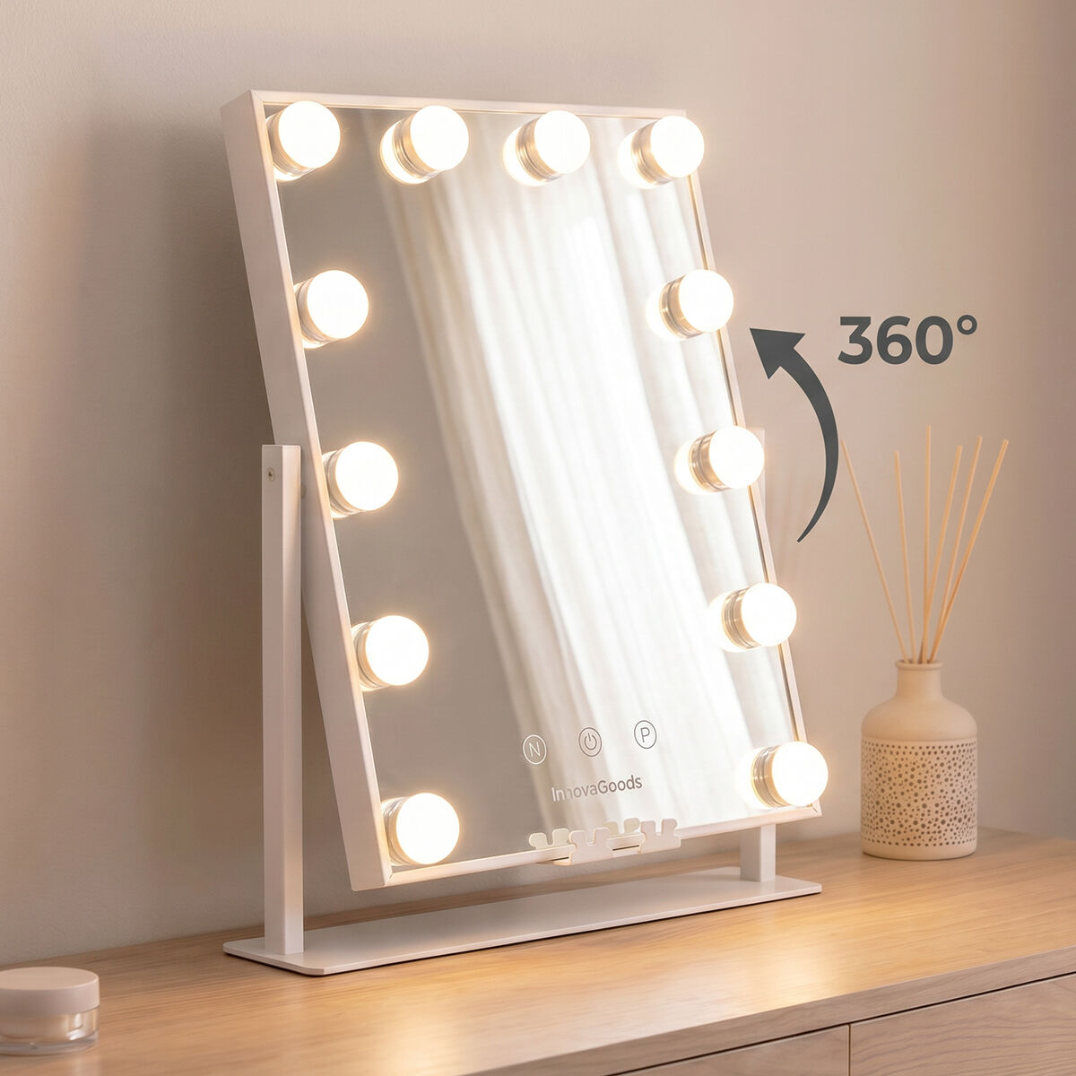 Espejo de Tocador Inclinable con LED Hollywood Glarisse InnovaGoods 12 Bombillas - Imagen 5
